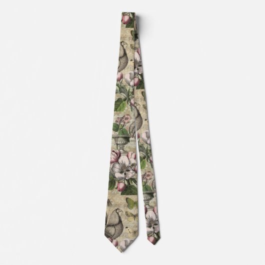 Cravate Rooster Garden Flower Papillon Art (Devant)