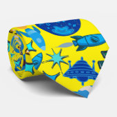 Cravate Roquettes rétro dans l'espace. B Jaune (Roulé)
