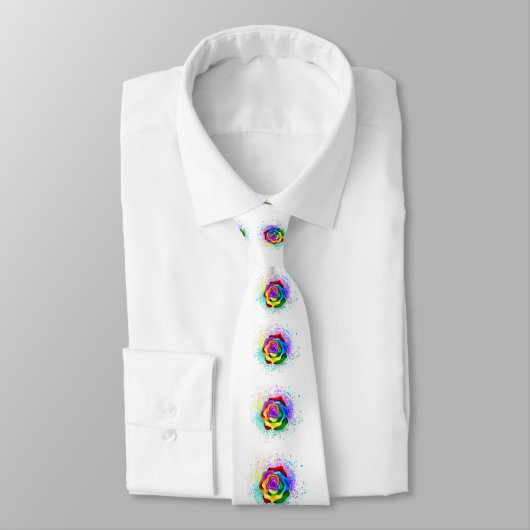 Cravate Rose arc-en-ciel coloré (Attaché)