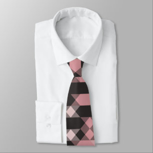 Cravate rose blanc et gris géométrique