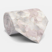Cravate Rose Blanc Or Gris Marbre Élégant Classique Formel (Roulé)