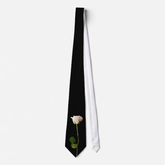 Cravate Rose blanc simple sur un arrière - plan noir (Devant)