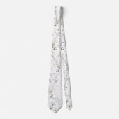 Cravate Rose blanche Desdémone Mariage argent Eucalyptus (Devant)