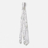 Cravate Rose blanche Desdémone Mariage argent Eucalyptus (Dos)