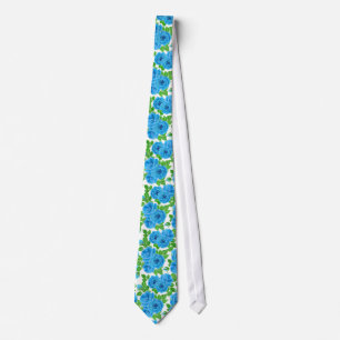 Cravate Rose bleu aquarelle motif transparent