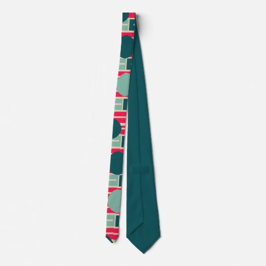 Cravate Rose, Bleu clair, Rectangles Turquoises et cercles (Dos)