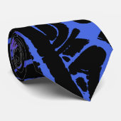 Cravate Rose Bleu et Abstrait Noir (Roulé)