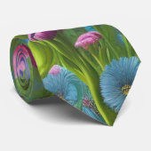 Cravate Rose, bleu et vert Floral (Roulé)