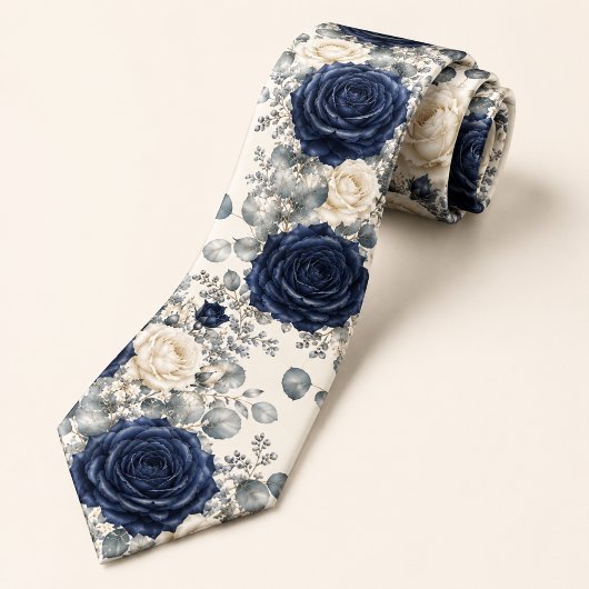Cravate Rose Bleu Nuit Mariage d'Hiver