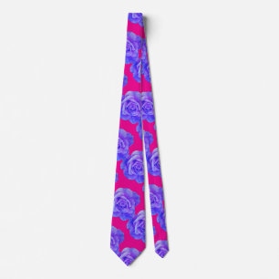 Cravate Rose chaud bleu violet Rose Floral moderne coloré