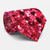 Cravate Rose Chaud Paillettes Faux Brillant Luxe Fantaisie (Roulé)