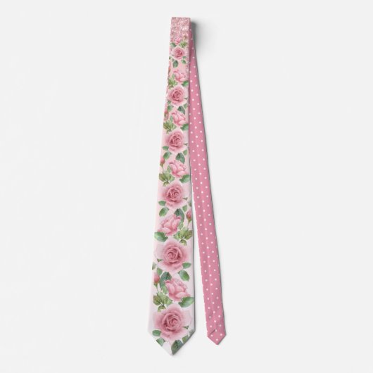 Cravate Rose chic et Parties scintillant avec / Fleur Rose (Devant)