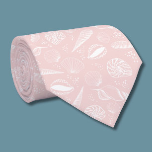 Cravate Rose coquillage de mer motif océan plage