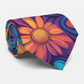 Cravate Rose Cute Daisy Fleur motif botanique girly (Roulé)