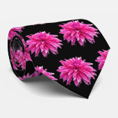 Cravate Rose Dahlia simple Fleur élégante Répétition noir (Roulé)