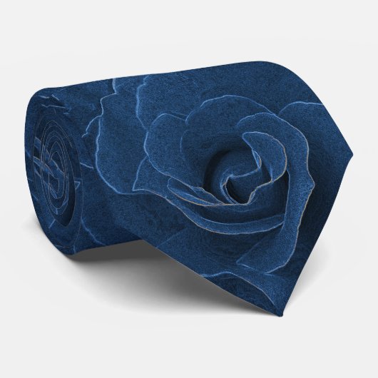 Cravate Rose de bleu de velours (Roulé)