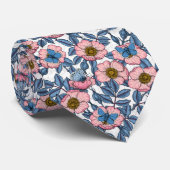 Cravate Rose de chien et papillons (Roulé)