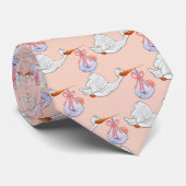 Cravate Rose de cigognes (Roulé)