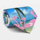 Cravate rose de Flamants roses et d'hommes de (Roulé)