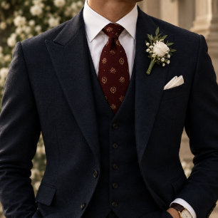 Cravate Rose de mariage Old Money avec cadre orné bordeaux