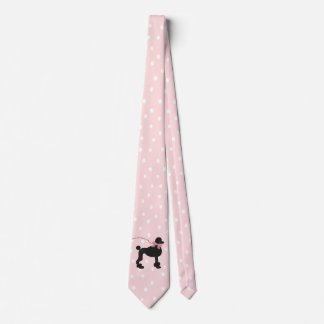 Cravate rose de point de polka de caniche