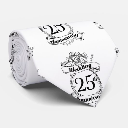 Cravate Rose des fleurs du 25e anniversaire des Mariages d (Roulé)