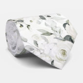 Cravate Rose Desdias blanc 2 Mariage Eucalyptus argenté (Roulé)