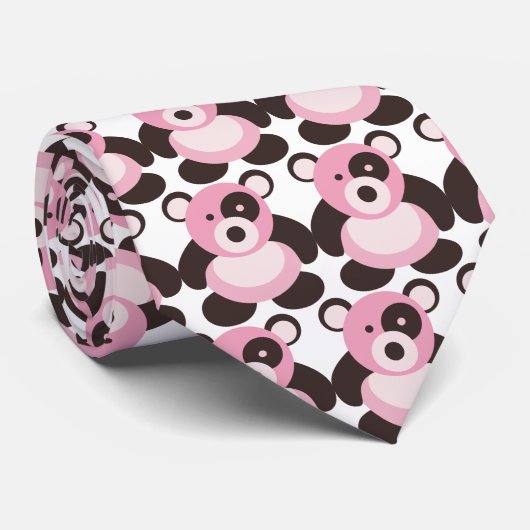 Cravate rose d'ours panda (Roulé)