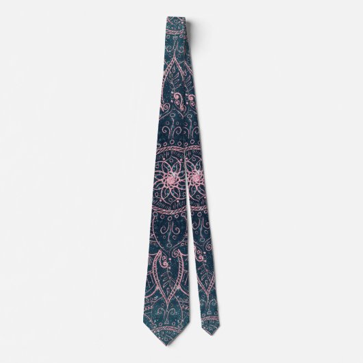 Cravate Rose élégant Gold Mandala Blue Nebula Stars (Devant)