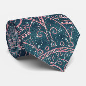 Cravate Rose élégant Gold Mandala Blue Nebula Stars (Roulé)