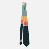 Cravate rose et bleu marine Bandes motif monogramed (Dos)