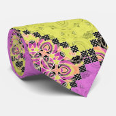 Cravate Rose et citron vert, patchwork (Roulé)