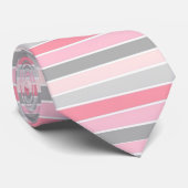 Cravate Rose et gris rayé (Roulé)