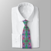 Cravate Rose et Lime Vert Super Retro Abstrait (Attaché)