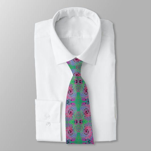 Cravate Rose et Lime Vert Super Retro Abstrait (Attaché)