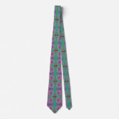 Cravate Rose et Lime Vert Super Retro Abstrait (Devant)