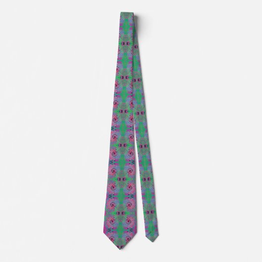 Cravate Rose et Lime Vert Super Retro Abstrait (Devant)