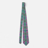 Cravate Rose et Lime Vert Super Retro Abstrait (Dos)