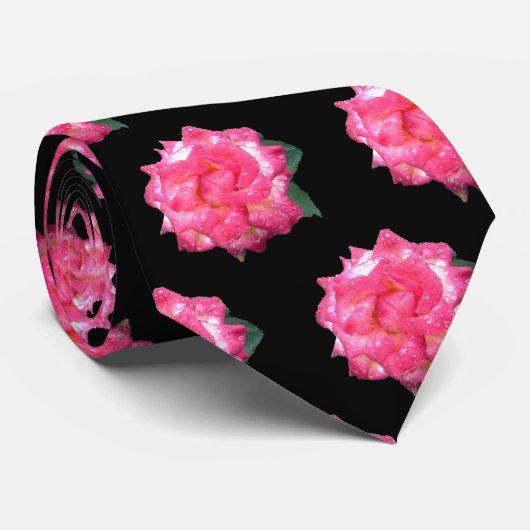 CRAVATE ROSE ET ROSE BLANCHE (Roulé)