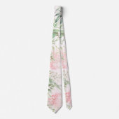 Cravate Rose et verdure Feuille Chic Mariage Groom (Devant)