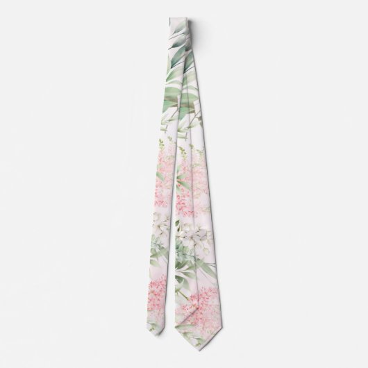 Cravate Rose et verdure Feuille Chic Mariage Groom (Dos)