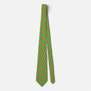Cravate Rose et vert rayé