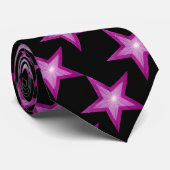 Cravate rose étoile noir (Roulé)