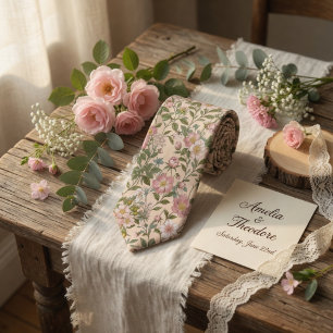 Cravate Rose Fleur Élégante Sauvage