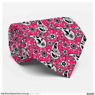 Cravate Rose Floral Paisley Design Motif