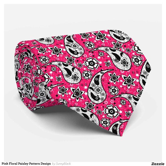 Cravate Rose Floral Paisley Design Motif
