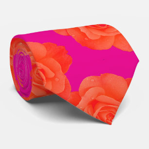 Cravate Rose Floral rose chaud Vintage coloré