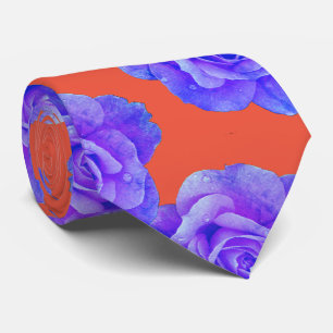 Cravate Rose Florale Orange Bleu Moderne Cadeau Favori 202