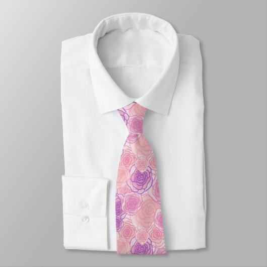 Cravate Rose Florale Rose Vintage (Attaché)