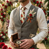 Cravate Rose Florale Rouge Profond